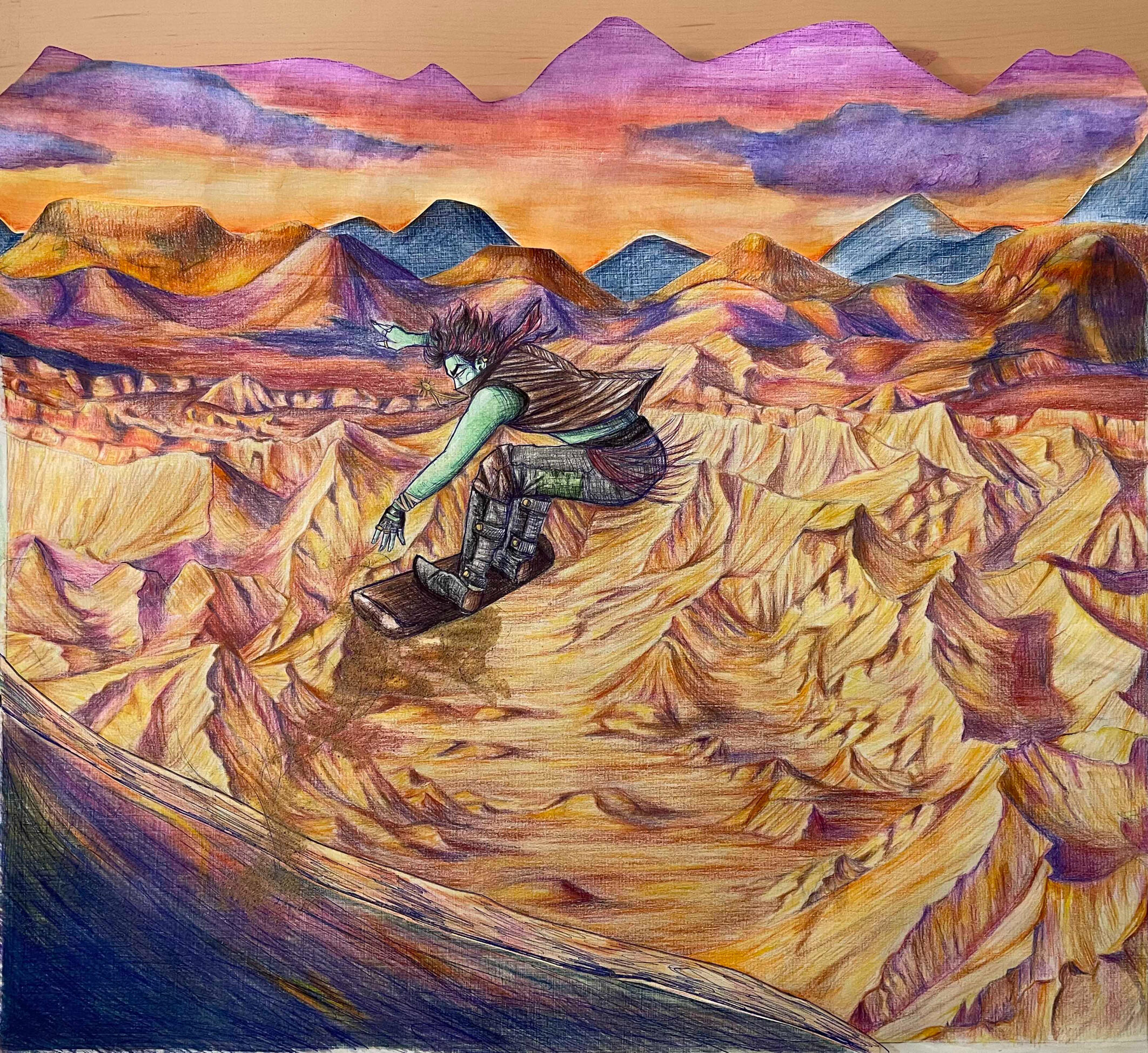 'Somewhere Down the Bank' (Colored Pencil) 16x20